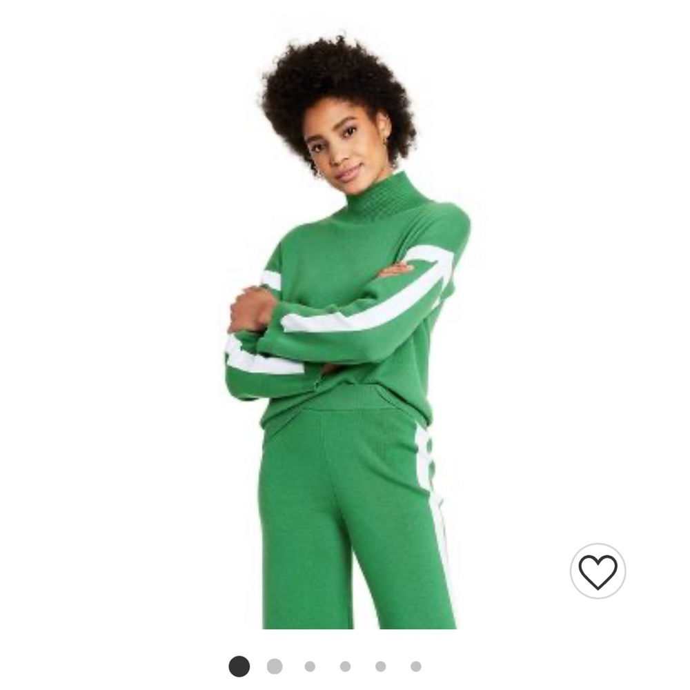Side Stripe Turtleneck Sweater - La Ligne x Target Green/Light Blue